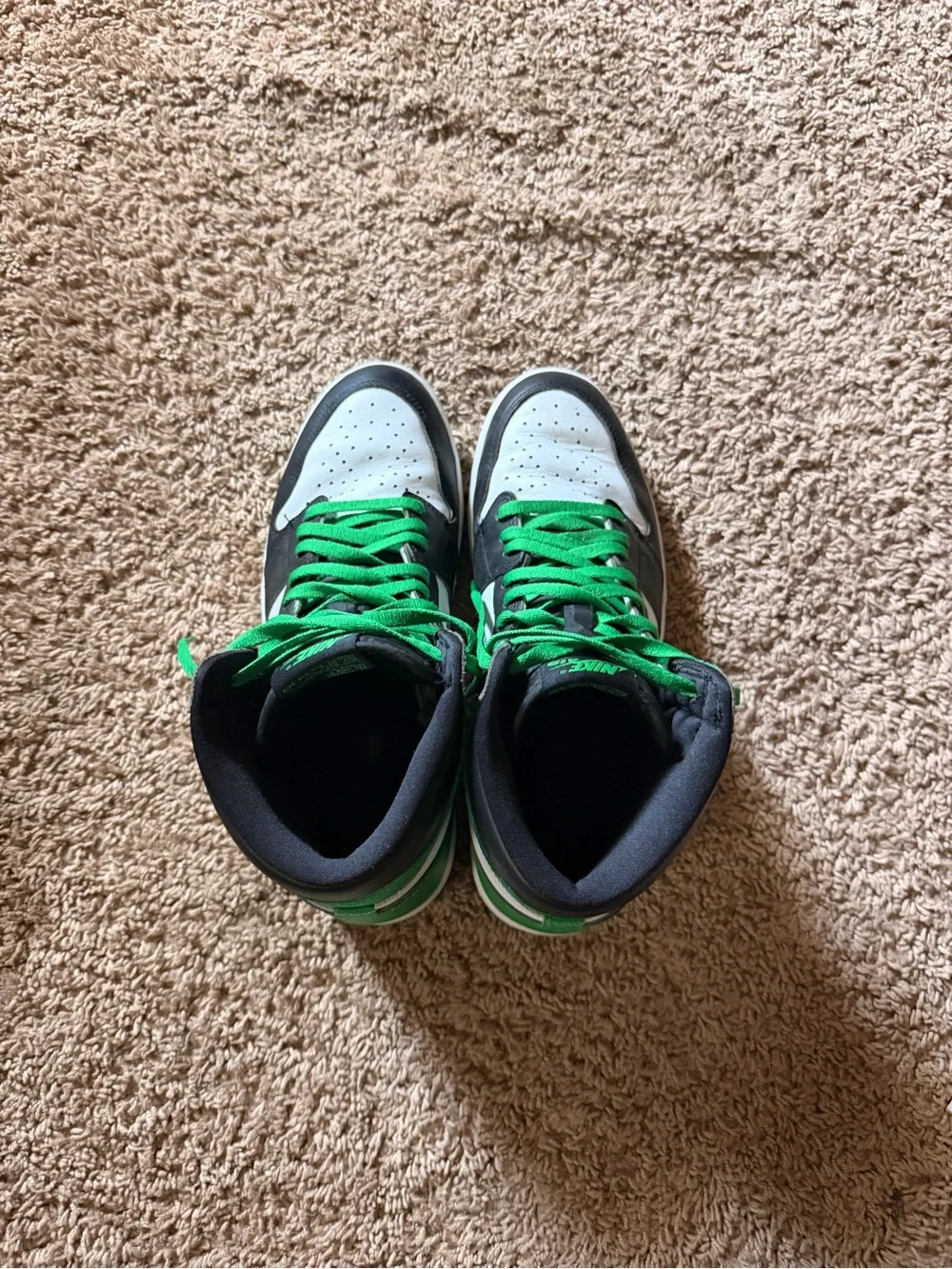 Jordan Men’s High-Top Sneakers in Green, Black & White
